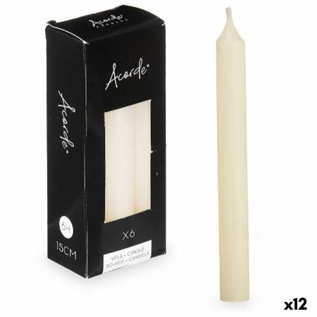 Set di Candele 2 x 2 x 15 cm Crema (12 Unità)