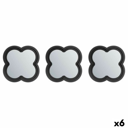 Set di Specchi Fiore Nero polipropilene 78 x 26 x 2,5 cm (6 Unità)