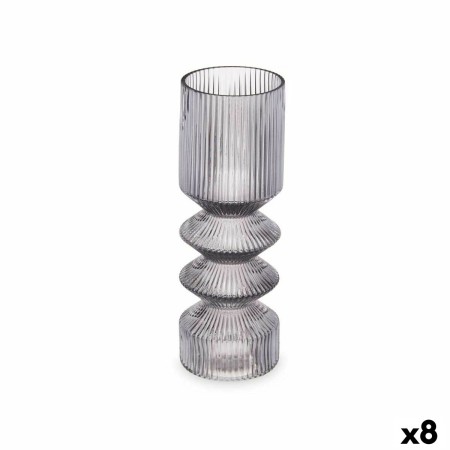 Vaso Righe Grigio Cristallo 8 x 23 x 8 cm (8 Unità)