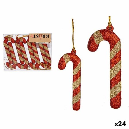 Set di Addobbi di Natale Bastone 8 Pezzi Rosso Dorato Plastica 6,5 x 1 cm (24 Unità)