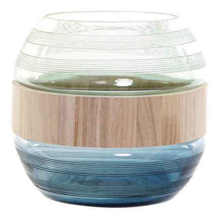 Vaso DKD Home Decor JV-174997 Cristallo Legno Blu Marino (25 x 25 x 22 cm)