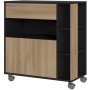 Carrello da Cucina Naturale Nero Rovere (80 cm)