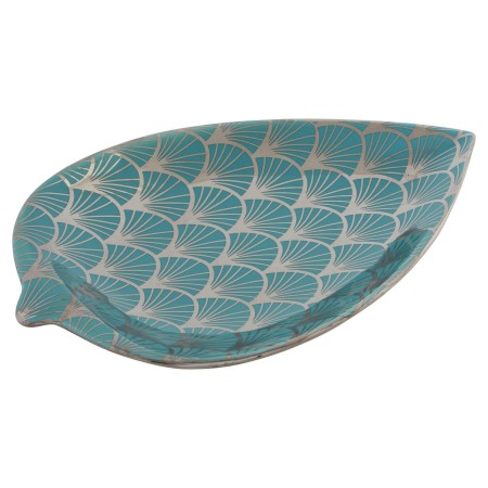 Centrotavola DKD Home Decor Foglio Porcellana Turchese Foglia della pianta (27.5 x 16 x 3 cm)