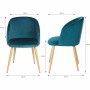 Sedia da Sala da Pranzo Curvy Azzurro 2 Unità 55 x 45 x 99 cm (2 Unità)