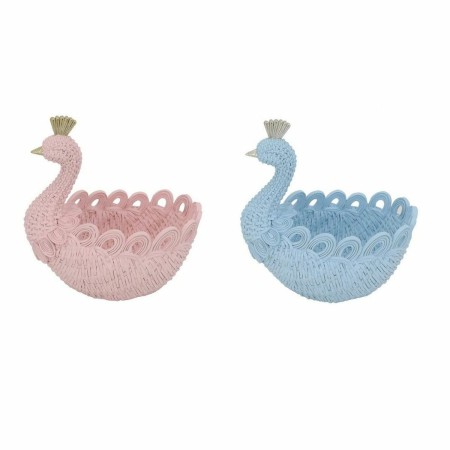 Svuotatasche DKD Home Decor Blu cielo Resina Rosa chiaro Romantico (23 x 14.3 x 23 cm) (2 pcs)