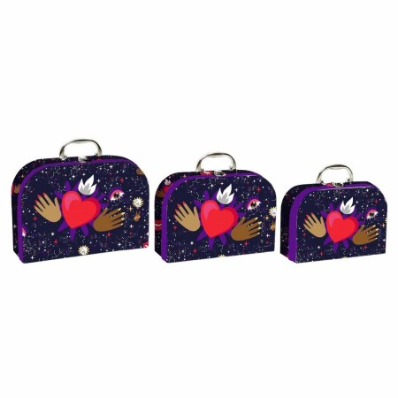 Set di Scatole Decorative DKD Home Decor Metallo Cartone (3 pcs) (28 x 9.5 x 20 cm)