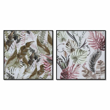 Quadro DKD Home Decor Tropicale Foglia della pianta (82,5 x 4,5 x 82,5 cm) (2 Unità)