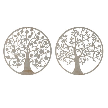 Decorazione da Parete DKD Home Decor Bianco Metallo Albero (2 pcs) (100 x 1 x 100 cm)