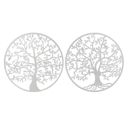 Decorazione da Parete DKD Home Decor Bianco Metallo Albero (2 pcs) (99 x 1 x 99 cm)