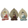 Decorazione da Parete DKD Home Decor Rosso Azzurro Dorato Buddha Resina (3 Unità)