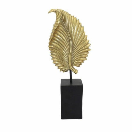 Statua Decorativa DKD Home Decor Foglio Nero Dorato Metallo Resina Foglia della pianta (13.4 x 6.8 x 35.5 cm) (13 x 7 cm) (13 cm