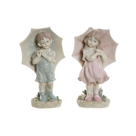 Statua Decorativa DKD Home Decor Azzurro Rosa Resina Bimbo (28 x 20 x 48.5 cm) (2 pcs)