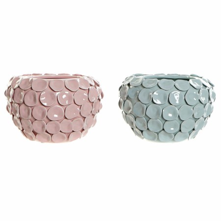 Vaso DKD Home Decor Rosa Turchese Gres Moderno (24.5 x 24.5 x 17 cm) (2 pcs)