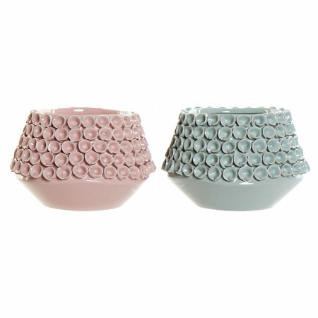 Vaso DKD Home Decor Rosa Turchese Gres Mediterraneo (2 pcs) (20 x 20 x 13 cm)