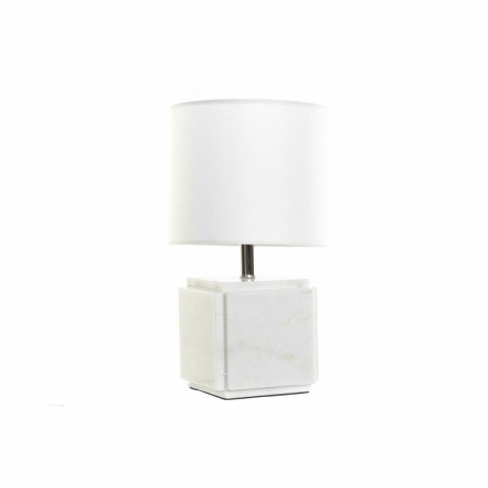 Lampada da tavolo DKD Home Decor Bianco Poliestere Metallo Marmo 220 V Dorato 50 W (20 x 20 x 34 cm)