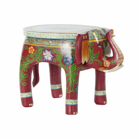 Tavolo aggiuntivo DKD Home Decor Marrone Multicolore Acrilico Legno di mango Elefant (45 x 34 x 34 cm)