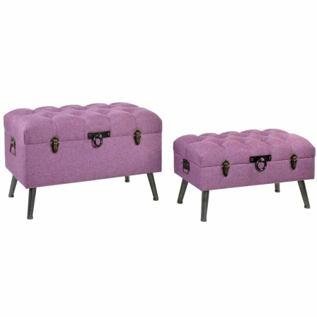 Panca DKD Home Decor  Metallo Poliestere Fucsia Legno MDF (81 x 42 x 52 cm)