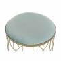 Poggiapiedi DKD Home Decor Poliestere Metallo Dorato Blu cielo (46 x 46 x 43 cm)