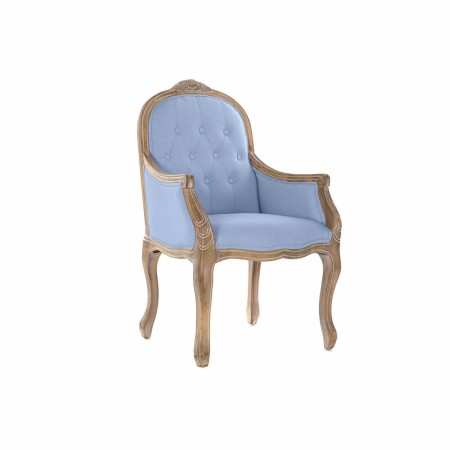 Sedia DKD Home Decor Azzurro Poliestere Legno d'albero della gomma (63.5 x 50 x 102 cm)