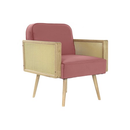 Poltrona DKD Home Decor Rosa Poliestere Rattan (66 x 64 x 79 cm)