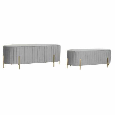 Panca DKD Home Decor  Grigio Dorato Metallo Poliestere Velluto (123 x 50 x 45 cm)