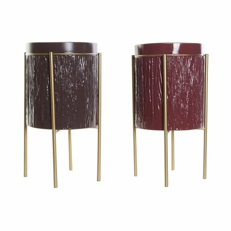 Vaso DKD Home Decor Rosa Metallo Rosso Granato (26.7 x 26.7 x 52 cm) (2 pcs)