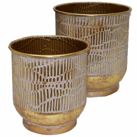 Vaso DKD Home Decor Dorato Metallo (2 pcs) (28 x 28 x 30 cm)