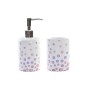 Set da Bagno DKD Home Decor Bianco ABS Dolomite A pois (7 x 7 x 17,5 cm) (2 Pezzi)