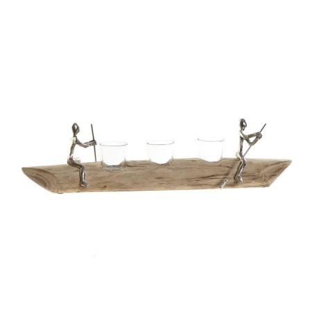 Portacandele DKD Home Decor Cristallo Naturale Alluminio