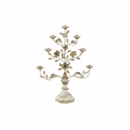 Candelabro Rotondo con Supporto DKD Home Decor Beige Metallo Legno Fiori (62 x 21 x 82 cm)