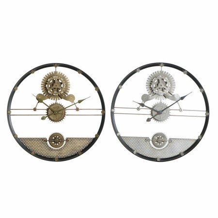 Orologio da Parete DKD Home Decor Argentato Dorato Ferro Ingranaggi (2 pcs) (60 x 5 x 60 cm)