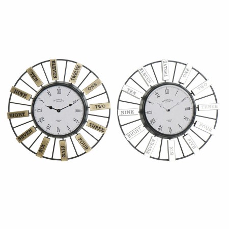 Orologio da Parete DKD Home Decor Cristallo Argentato Dorato Ferro (40 x 6,4 x 40 cm)