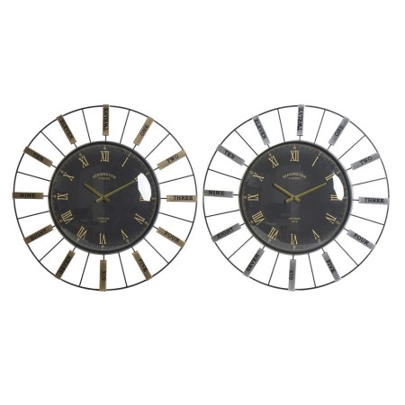 Orologio da Parete DKD Home Decor Cristallo Argentato Nero Dorato Ferro (70 x 7 x 70 cm)