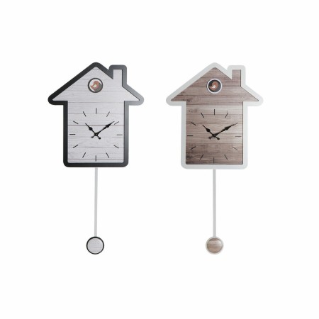 Orologio da Parete DKD Home Decor Bianco Casa Legno MDF (32 x 4.5 x 56 cm) (2 pcs)