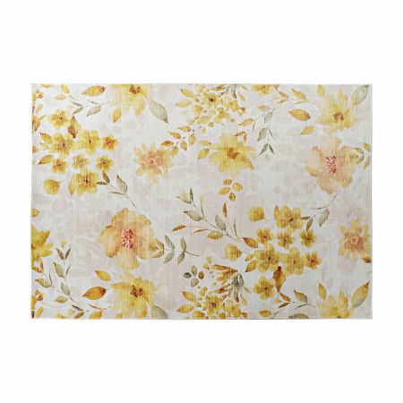 Tappeto DKD Home Decor Giallo Bianco Poliestere Cotone Fiori (160 x 230 x 0.5 cm)