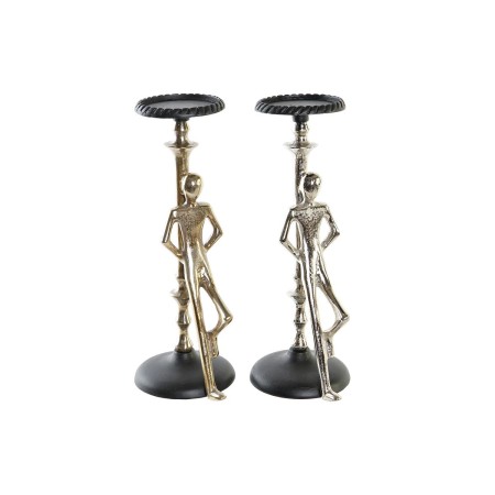 Candelabro DKD Home Decor Champagne Nero Alluminio Persone (15 x 20 x 41 cm) (2 Unità)