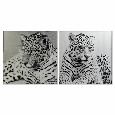 Quadro DKD Home Decor Leopardo Coloniale (100 x 2,5 x 100 cm) (2 Unità)