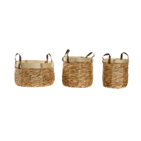 Set di Cestini DKD Home Decor Bambù Tropicale Juncus (3 Pezzi) (40 x 40 x 24 cm)