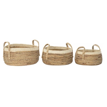 Set di Cestini DKD Home Decor Tropicale Fibra naturale Juncus (45 x 45 x 33 cm) (3 Pezzi)