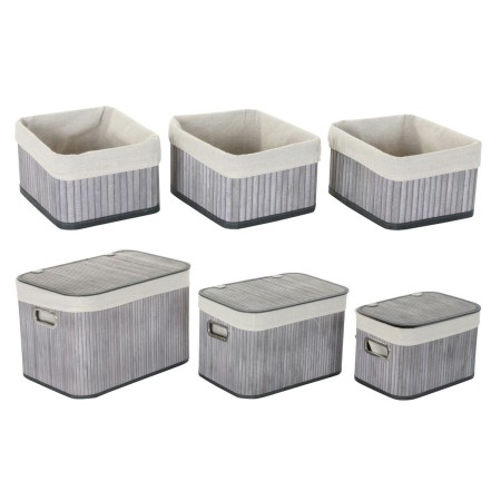 Set di Cestini DKD Home Decor Poliestere Cotone MDF Bambù (51 x 35 x 33 cm)