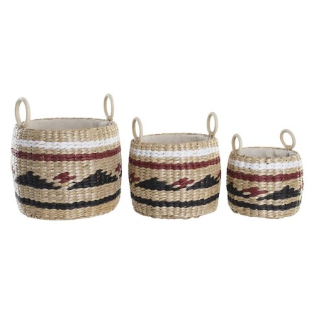 Set di Cestini DKD Home Decor Coloniale Fibra (30 x 30 x 25 cm)