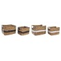 Set di Cestini DKD Home Decor Coloniale PU Fibra (32 x 25 x 20 cm) (2 Unità)