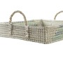 Set di Vassoi DKD Home Decor Naturale Turchese Bianco Tropicale (48 x 38 x 15 cm)