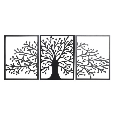 Decorazione da Parete DKD Home Decor 3 Pezzi Nero Albero Metallo (141 x 1,3 x 61 cm)