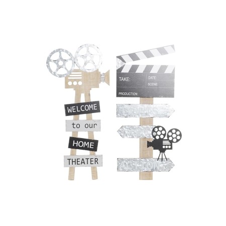 Decorazione da Parete DKD Home Decor Nero Grigio MDF Cinema classico (32 x 2 x 70 cm) (2 Unità)