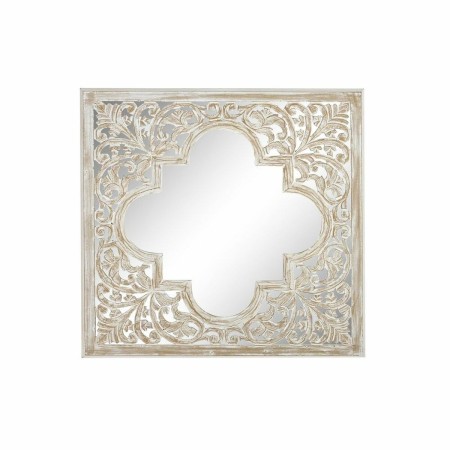 Specchio da parete DKD Home Decor Marrone Bianco Arabo Legno MDF Decapaggio (90 x 3 x 90 cm)