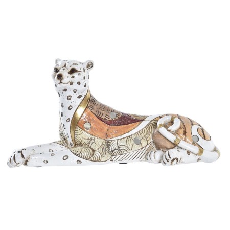 Statua Decorativa DKD Home Decor Arancio Bianco Leopardo Resina (24 x 10 x 12 cm)