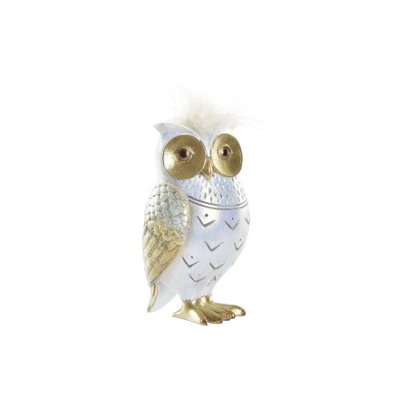 Statua Decorativa DKD Home Decor Gufo Dorato Bianco Resina Tradizionale (6,5 x 7 x 13 cm)