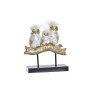 Statua Decorativa DKD Home Decor Tronco Gufi Nero Dorato Bianco Resina Tradizionale (24 x 9 x 26 cm)