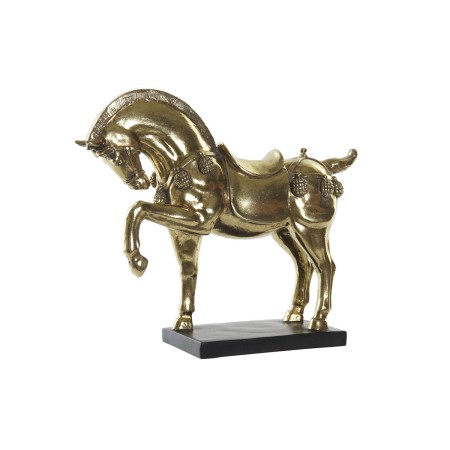 Statua Decorativa DKD Home Decor Cavallo Nero Dorato Resina (29 x 9 x 25 cm)